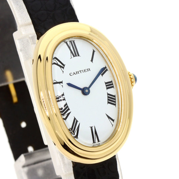 Cartier Baignoire Manufacturer Complete Watch K18 Yellow Gold/Leather Ladies ... - Picture 4 of 10